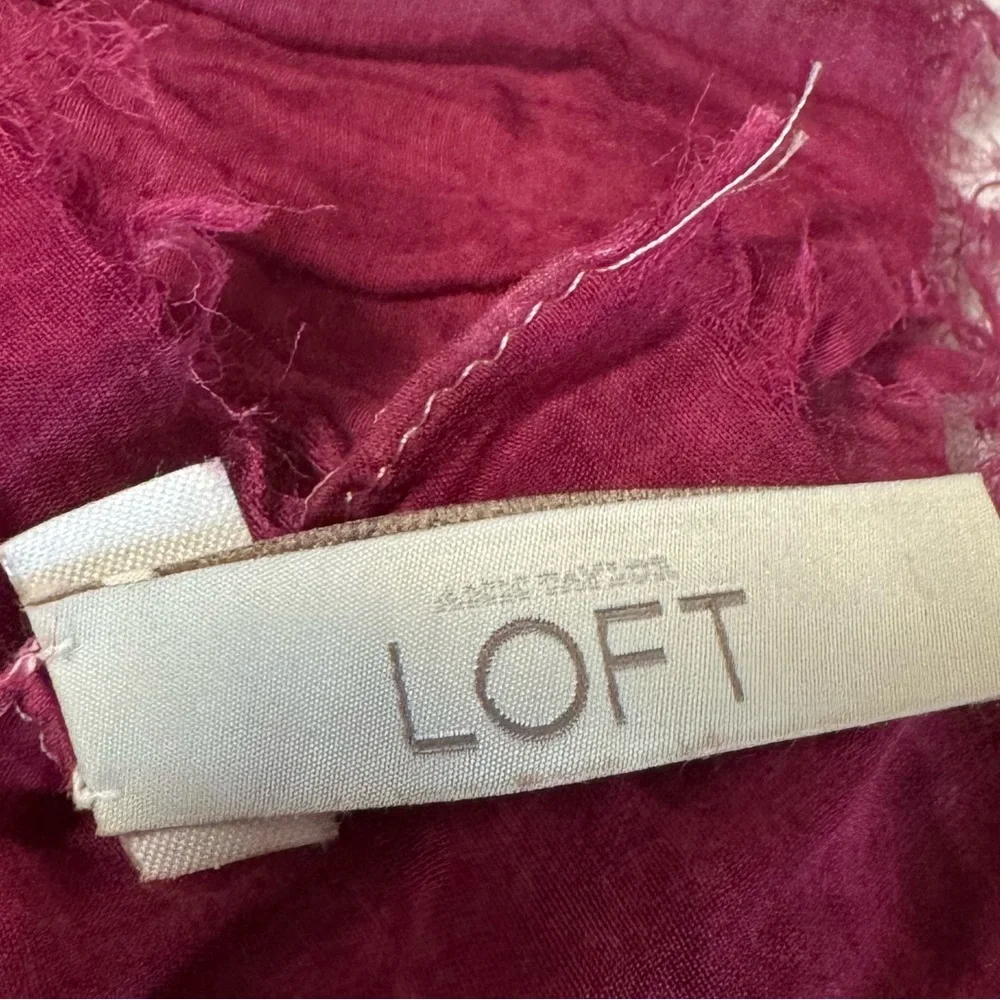 LOFT Crinkle Scarf | Orange Plum Cream Boho Lightweight Raw Edge Scarf - Picture 4 of 8